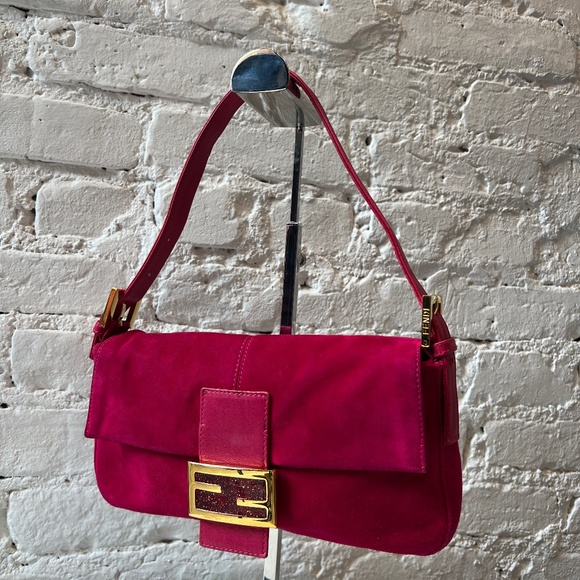 Fendi Handbags - Pink Fendi Baguette Suede
